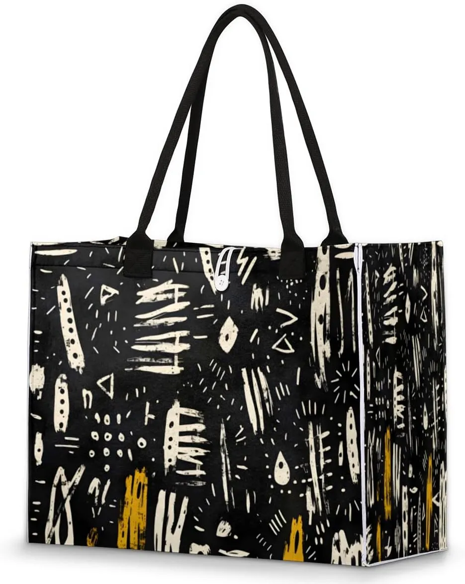 QsirBC Art Abstracted Design Tote Bag for Women Shoulder Bags with Pockets Handbags Purses Large Totes