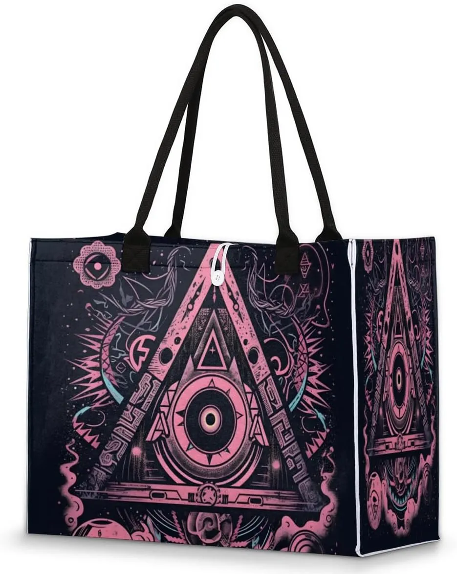 QsirBC Art Abstracted Tote Bag for Women Shoulder Bags with Pockets Handbags Purses Large Totes