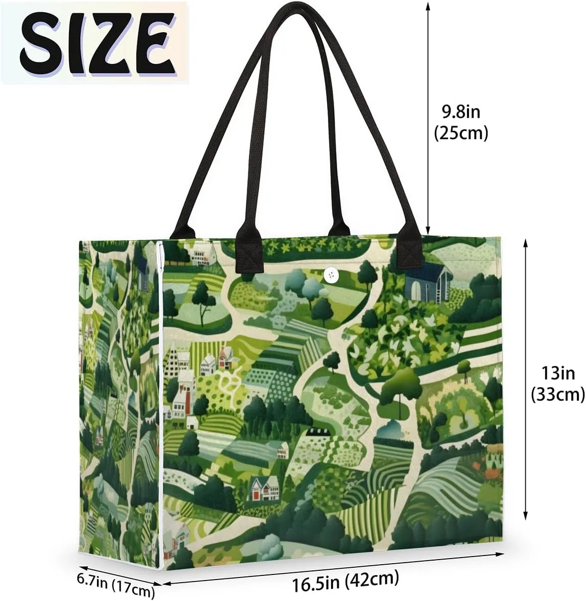QsirBC Art Village Tote Bag for Women Shoulder Bags with Pockets Handbags Purses Large Totes