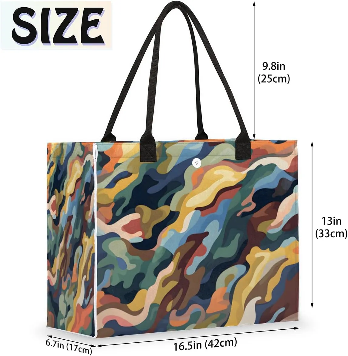 QsirBC Camouflage Fun Theme Tote Bag for Women Shoulder Bags with Pockets Handbags Purses Large Totes