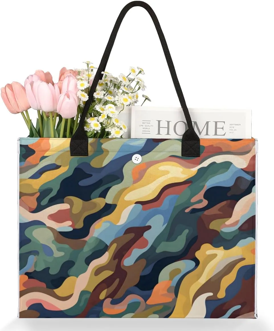 QsirBC Camouflage Fun Theme Tote Bag for Women Shoulder Bags with Pockets Handbags Purses Large Totes