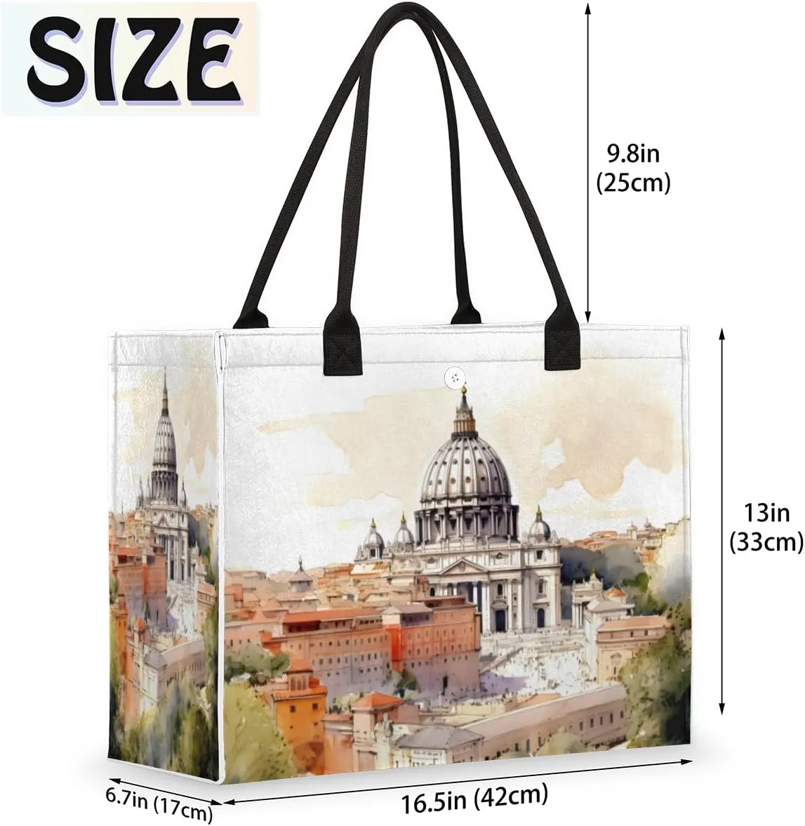 QsirBC City Classic Decor Tote Bag for Women Shoulder Bags with Pockets Handbags Purses Large Totes