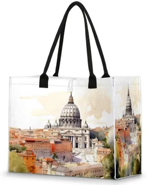 QsirBC City Classic Decor Tote Bag for Women Shoulder Bags with Pockets Handbags Purses Large Totes