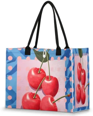 QsirBC Foods Cherry Tote Bag for Women Shoulder Bags with Pockets Handbags Purses Large Totes