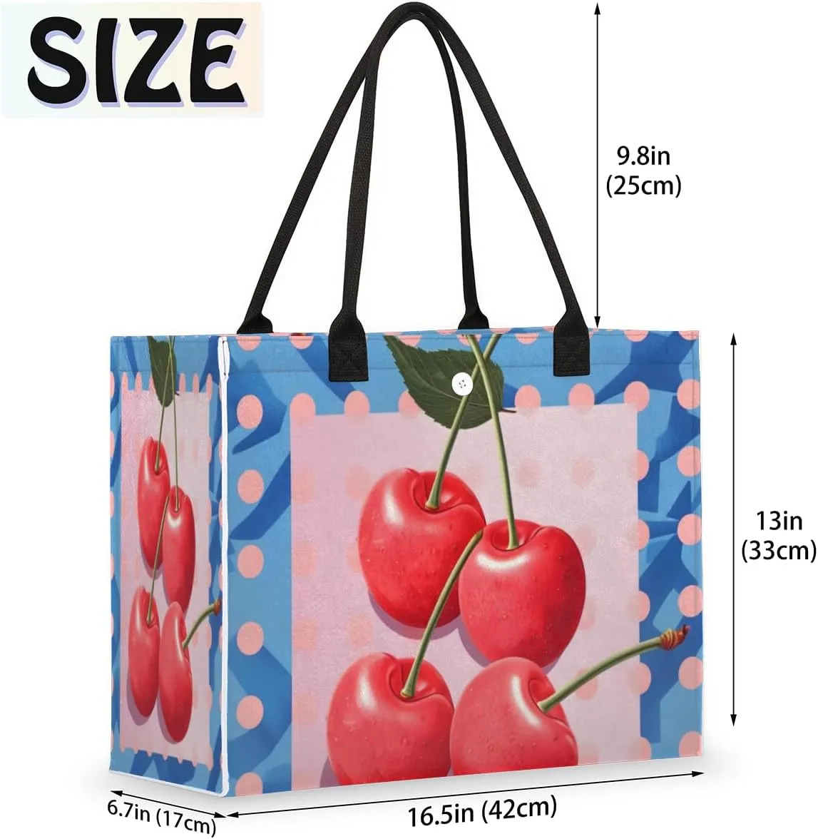QsirBC Foods Cherry Tote Bag for Women Shoulder Bags with Pockets Handbags Purses Large Totes