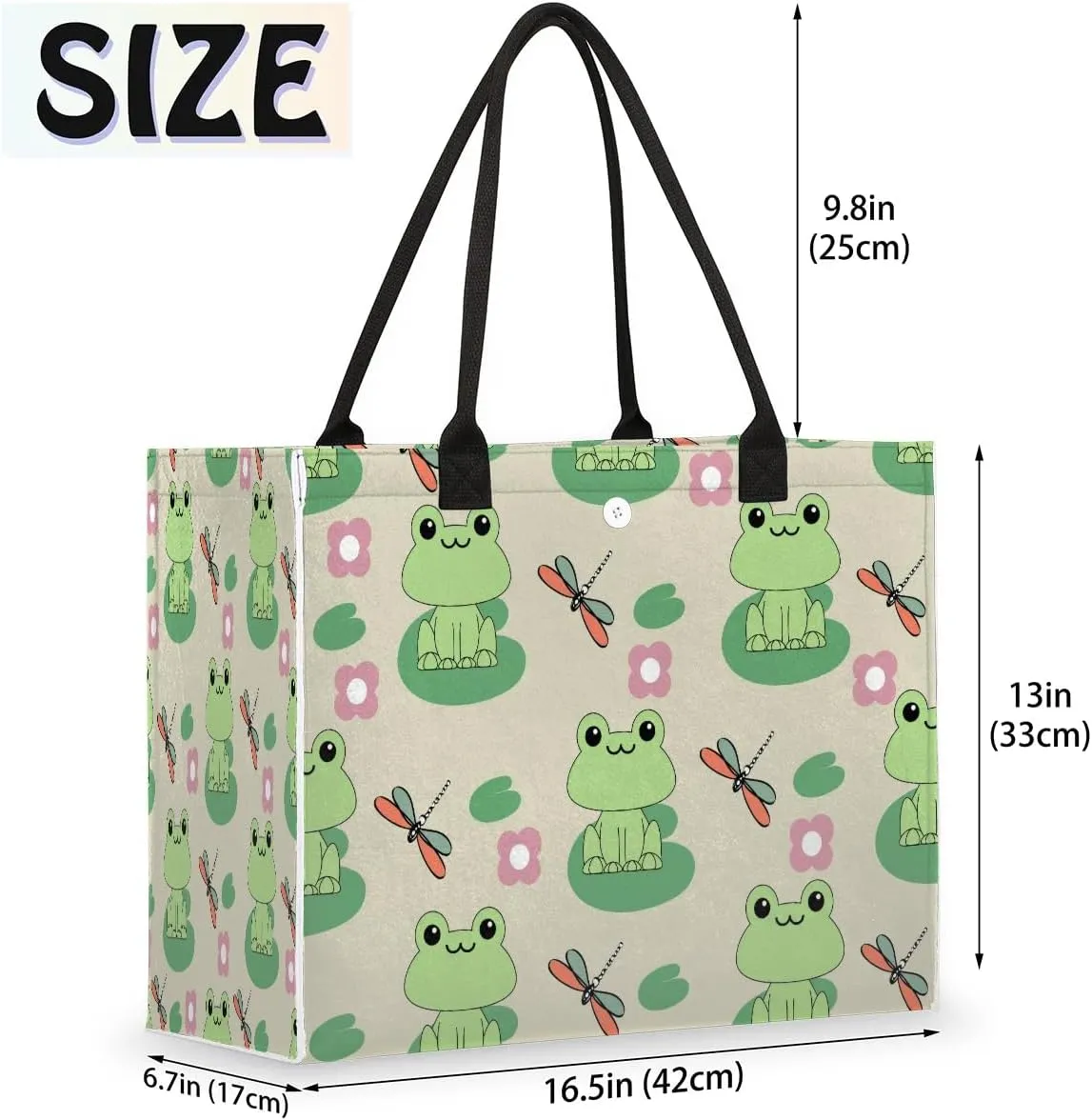 QsirBC Frogs Pattern Theme Tote Bag for Women Shoulder Bags with Pockets Handbags Purses Large Totes