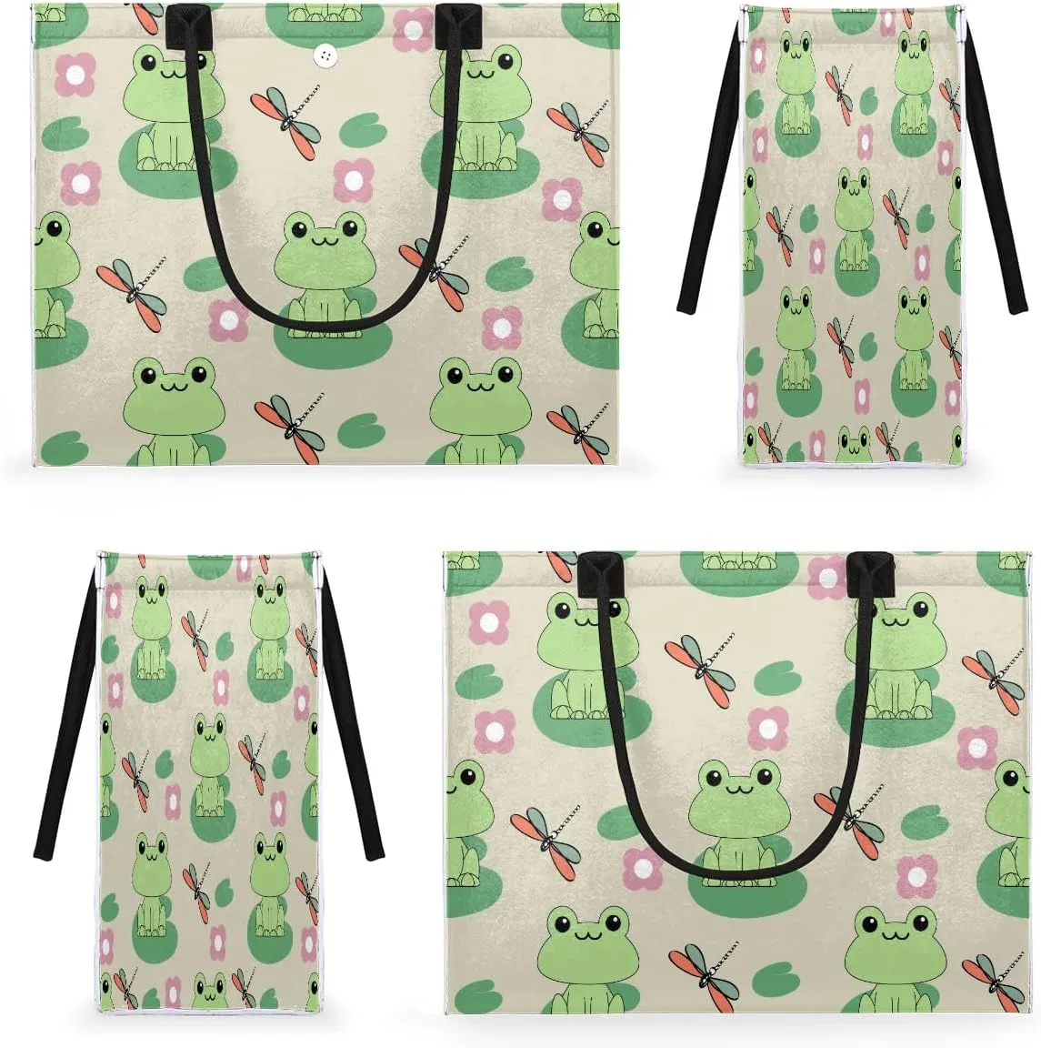 QsirBC Frogs Pattern Theme Tote Bag for Women Shoulder Bags with Pockets Handbags Purses Large Totes