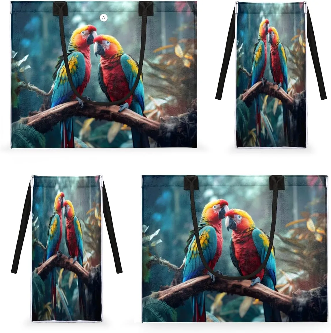QsirBC Fun Parrot Design Tote Bag for Women Shoulder Bags with Pockets Handbags Purses Large Totes