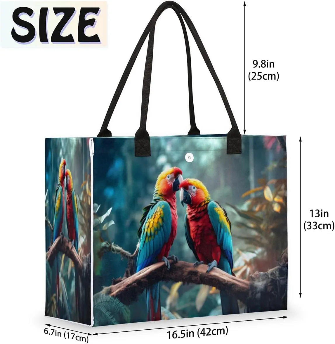 QsirBC Fun Parrot Design Tote Bag for Women Shoulder Bags with Pockets Handbags Purses Large Totes