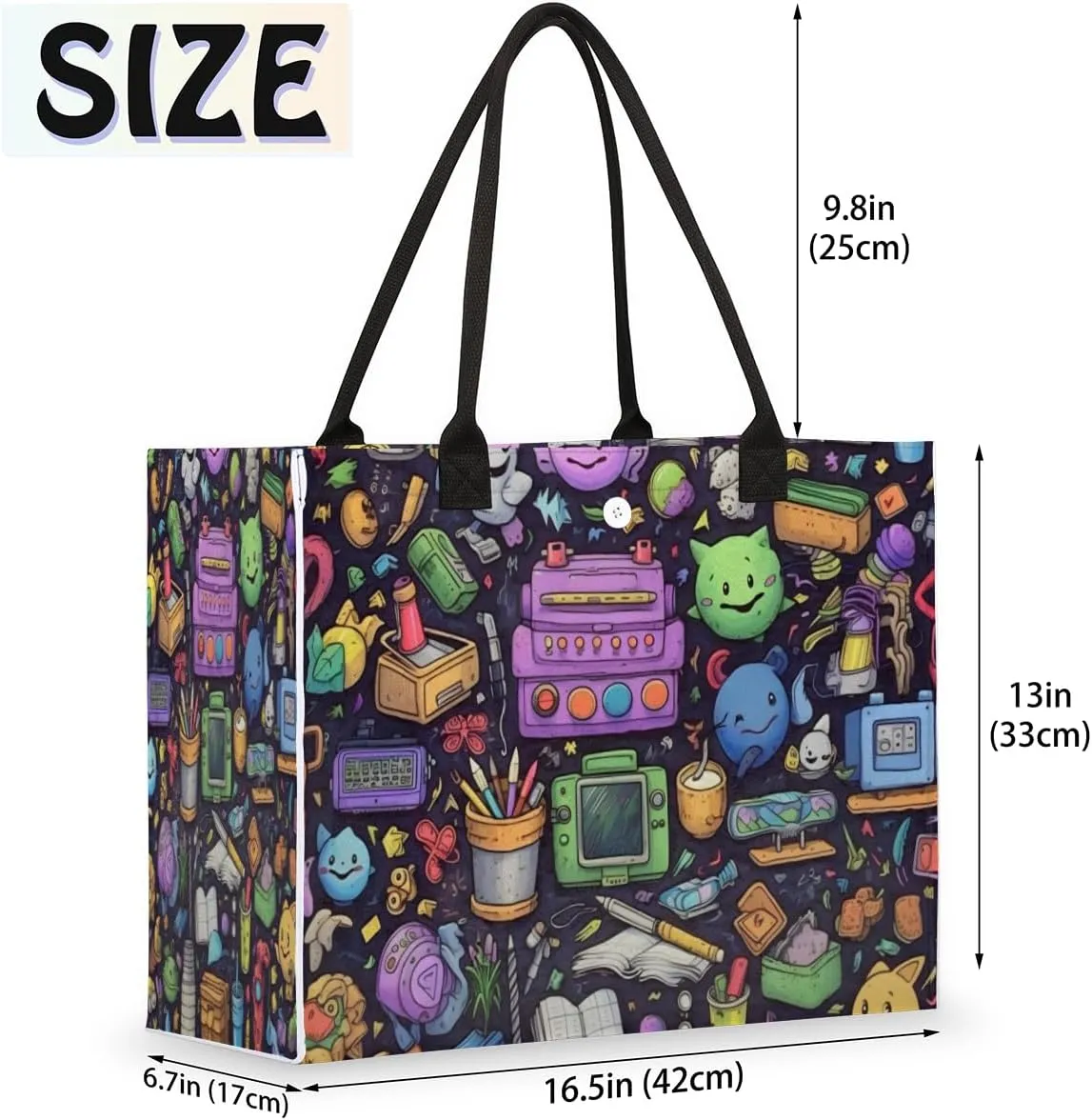 QsirBC Funny Abstraction Pattern Tote Bag for Women Shoulder Bags with Pockets Handbags Purses Large Totes