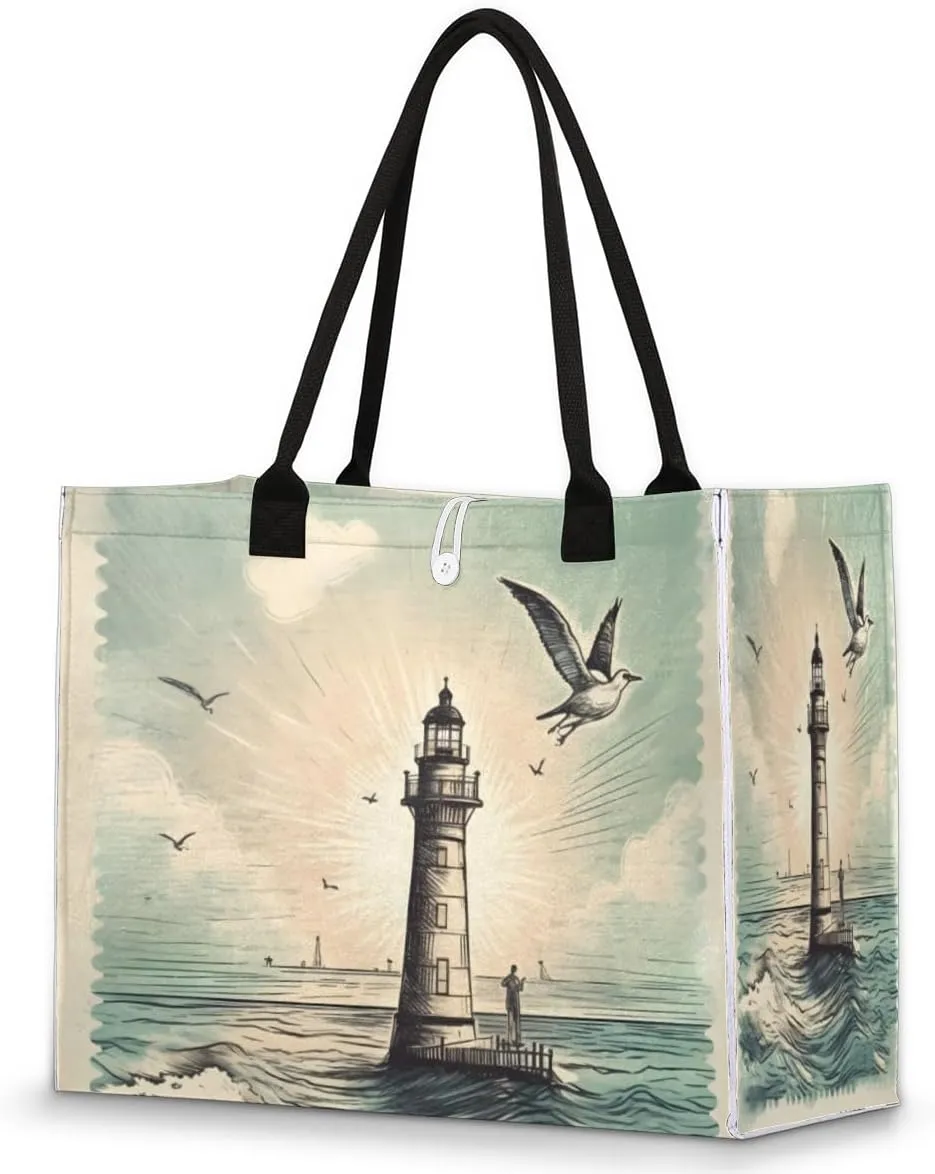 QsirBC Landscape Art Design Tote Bag for Women Shoulder Bags with Pockets Handbags Purses Large Totes