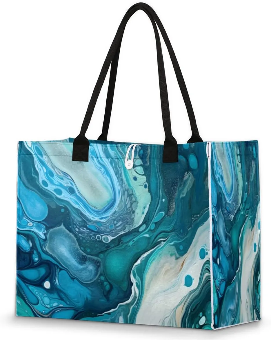 QsirBC Marbles Classic Pattern Tote Bag for Women Shoulder Bags with Pockets Handbags Purses Large Totes