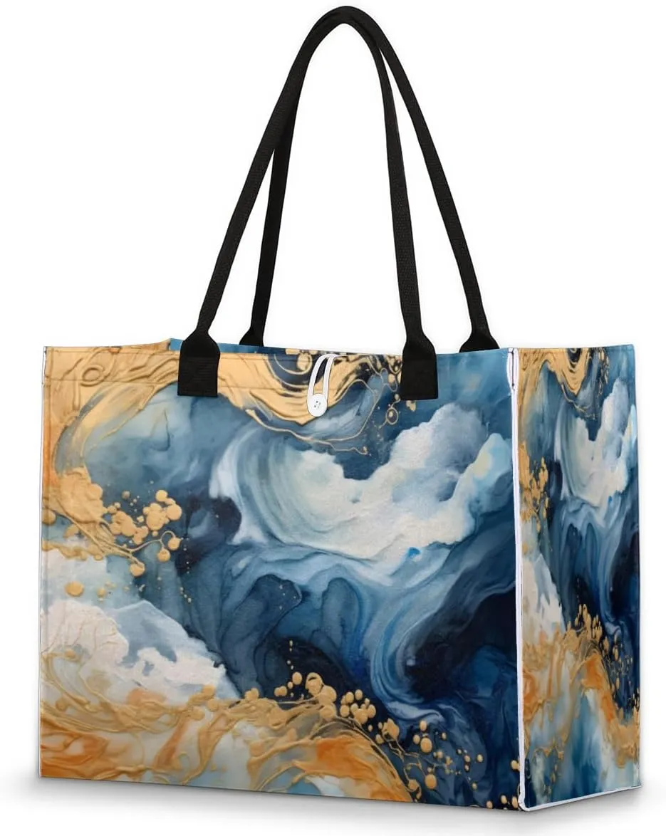 QsirBC Marbles Classic Pattern Tote Bag for Women Shoulder Bags with Pockets Handbags Purses Large Totes