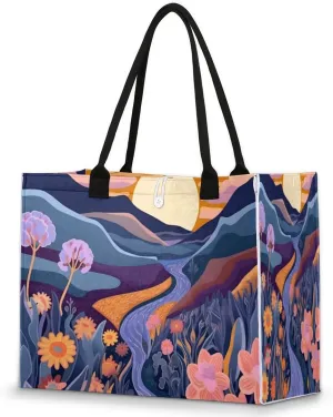 QsirBC Modern Abstraction Style Tote Bag for Women Shoulder Bags with Pockets Handbags Purses Large Totes