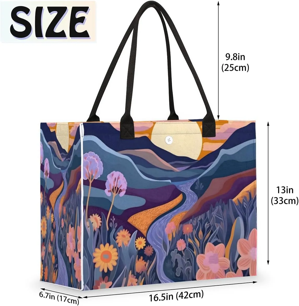 QsirBC Modern Abstraction Style Tote Bag for Women Shoulder Bags with Pockets Handbags Purses Large Totes