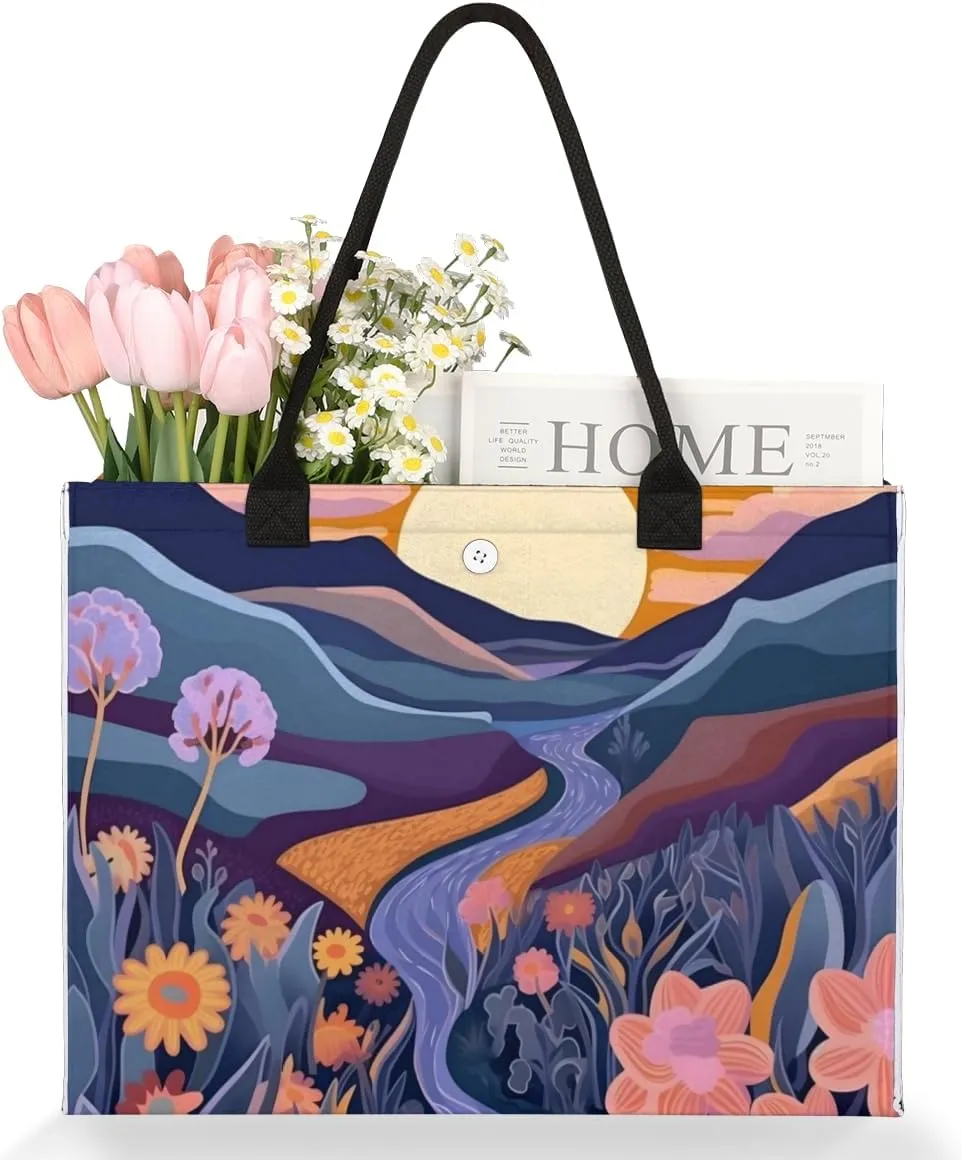 QsirBC Modern Abstraction Style Tote Bag for Women Shoulder Bags with Pockets Handbags Purses Large Totes