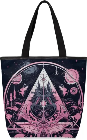 QsirBC Peaches Fruit Design Canvas Tote Bag for Women Reusable Shoulder Totebag Pocket Zipper Casual Handbag