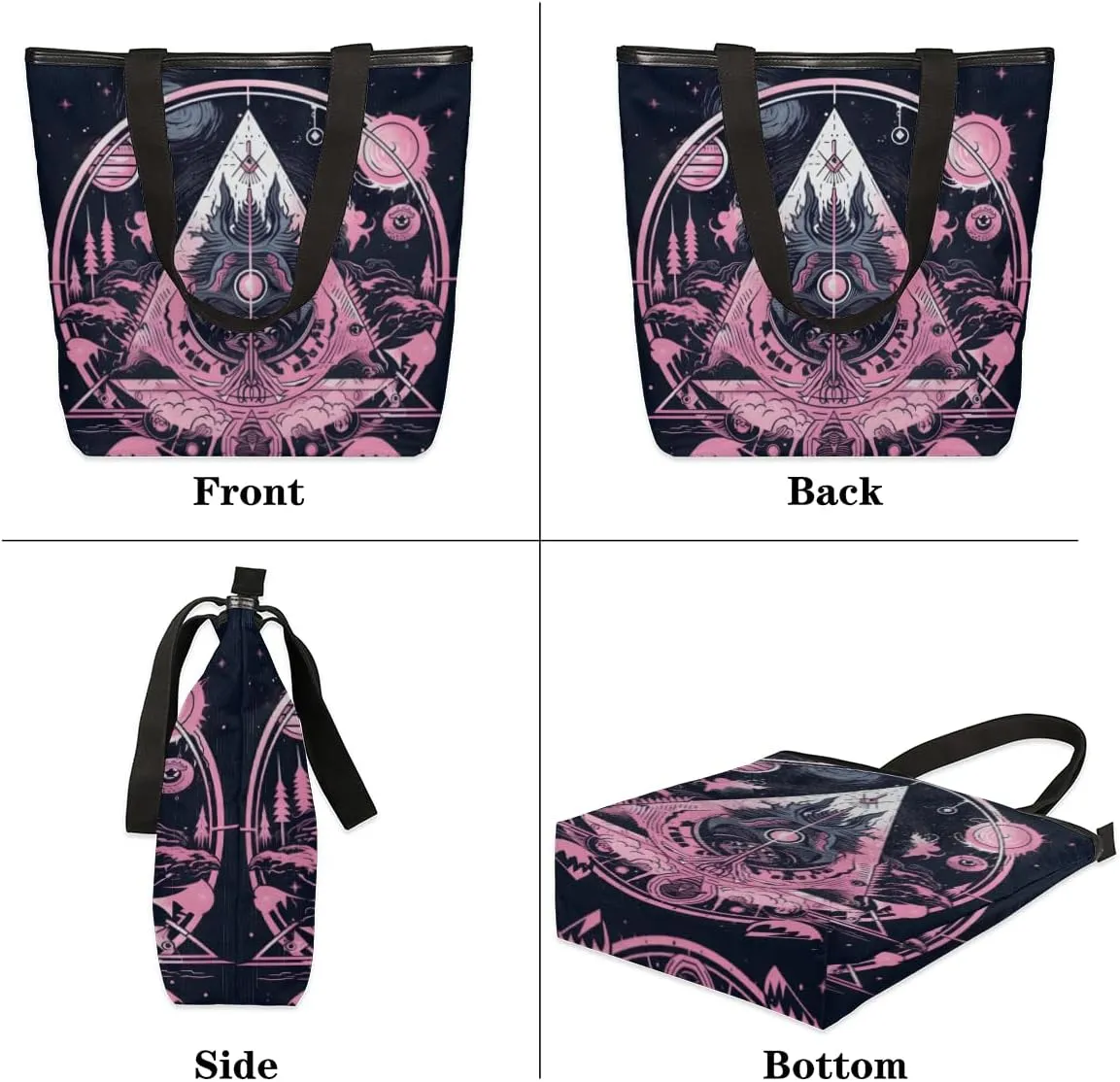 QsirBC Peaches Fruit Design Canvas Tote Bag for Women Reusable Shoulder Totebag Pocket Zipper Casual Handbag