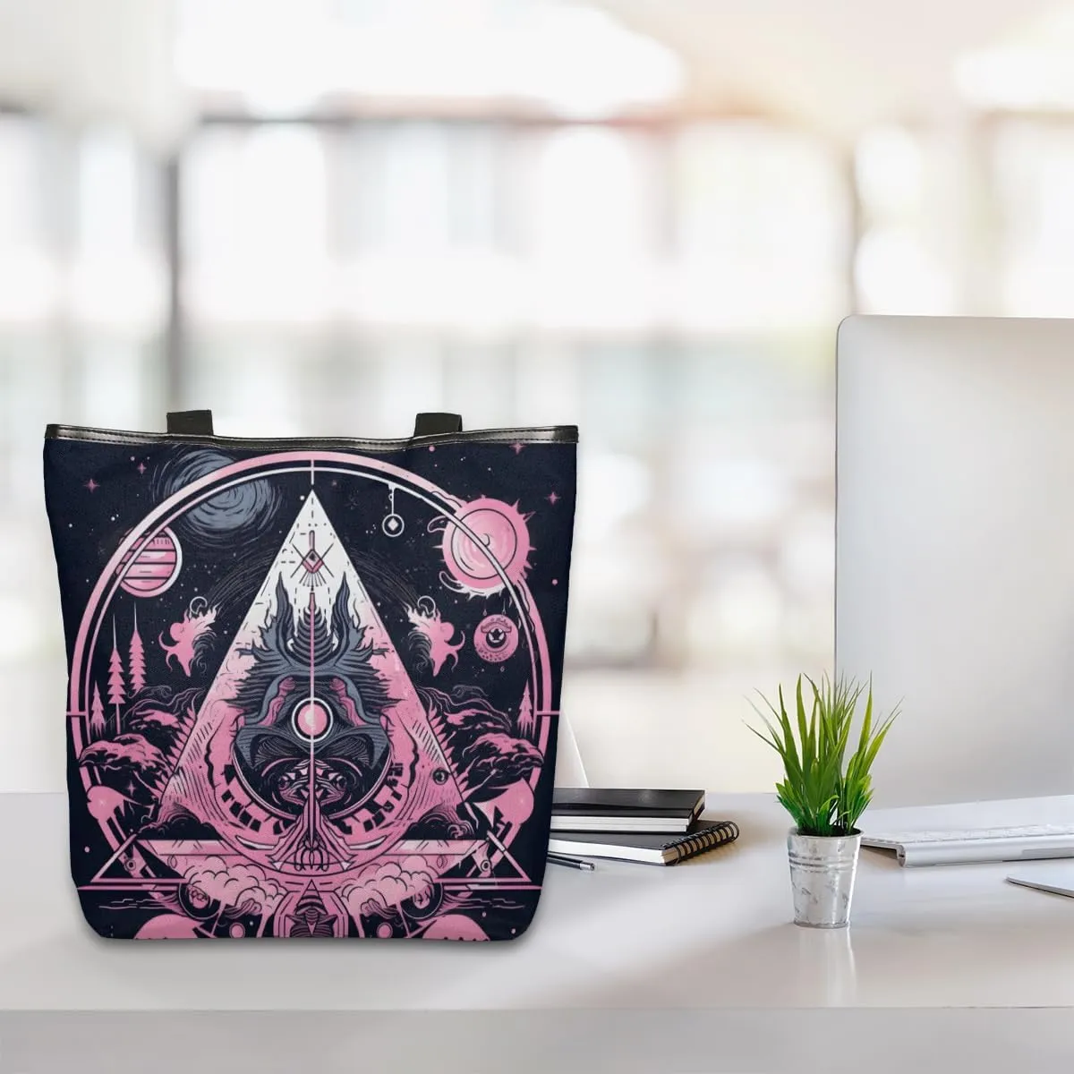 QsirBC Peaches Fruit Design Canvas Tote Bag for Women Reusable Shoulder Totebag Pocket Zipper Casual Handbag