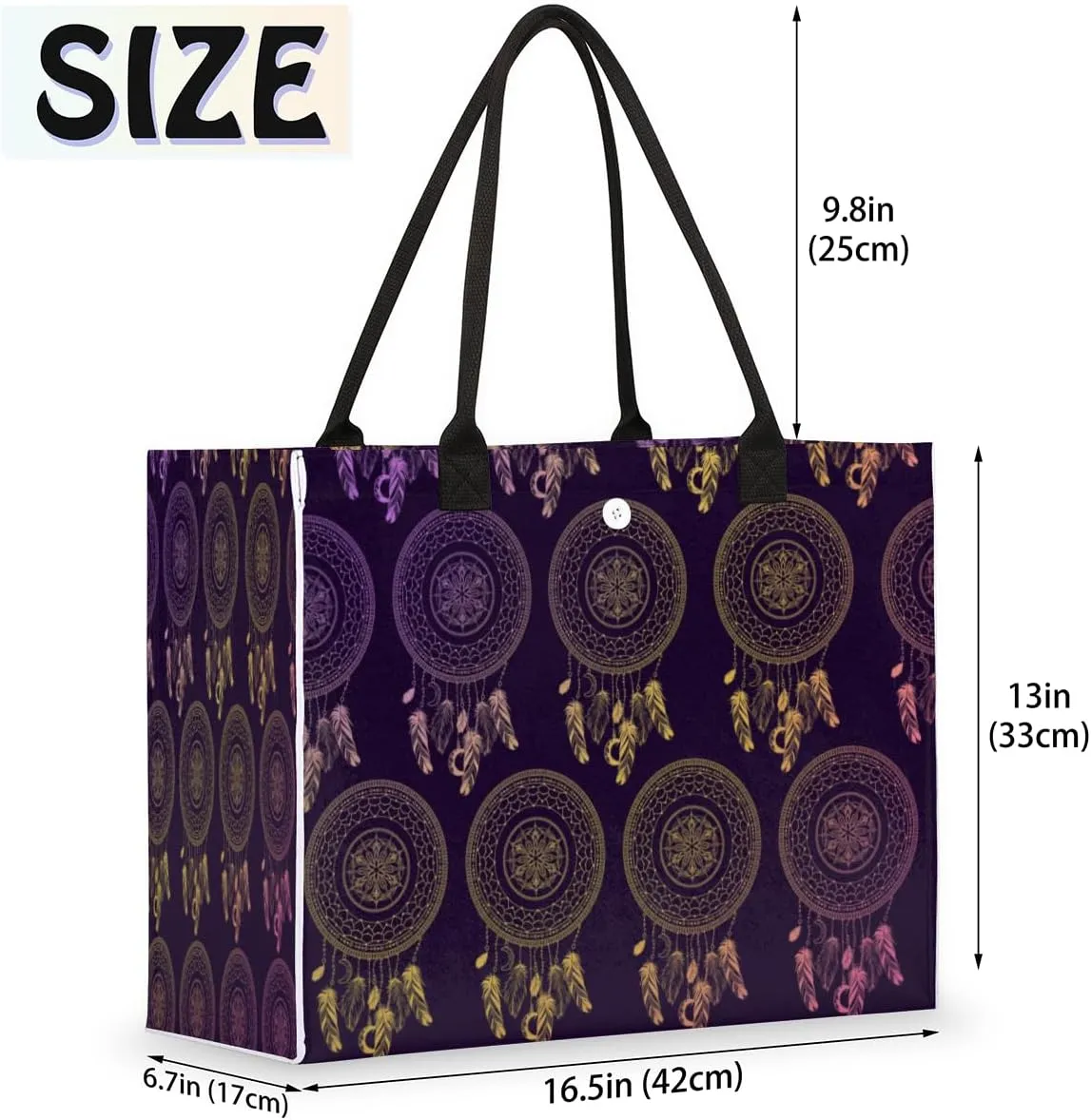 QsirBC Peaches Fruit Design Tote Bag for Women Shoulder Bags with Pockets Handbags Purses Large Totes