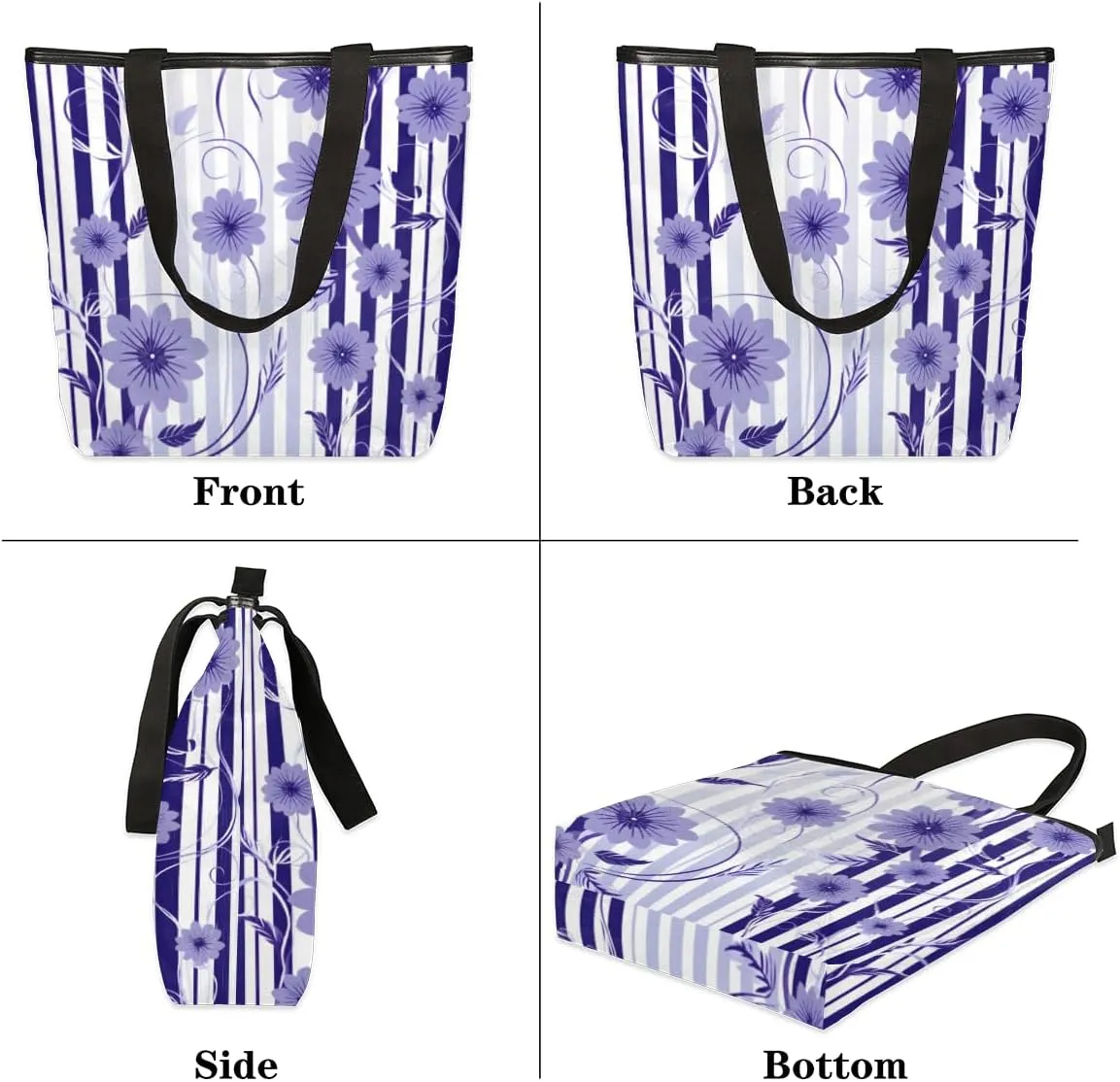 QsirBC Rabbits Animals Canvas Tote Bag for Women Reusable Shoulder Totebag Pocket Zipper Casual Handbag