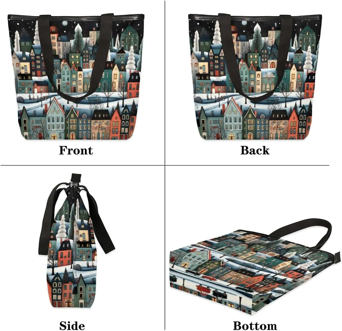 QsirBC Rabbits Animals Canvas Tote Bag for Women Reusable Shoulder Totebag Pocket Zipper Casual Handbag