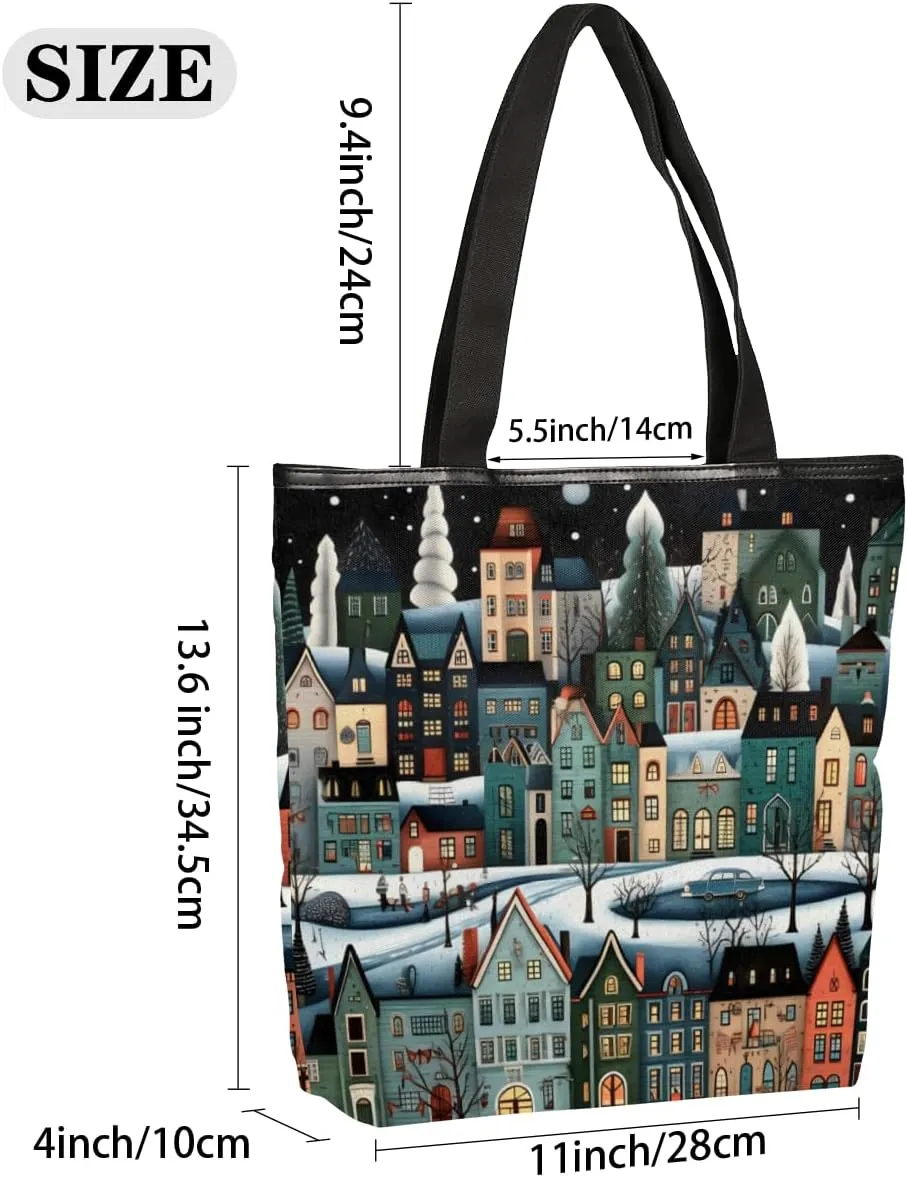 QsirBC Rabbits Animals Canvas Tote Bag for Women Reusable Shoulder Totebag Pocket Zipper Casual Handbag