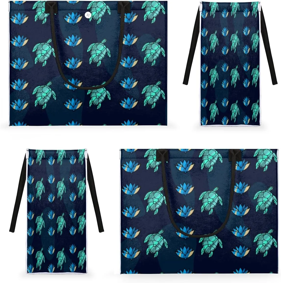 QsirBC Turtle Sea Decor Tote Bag for Women Shoulder Bags with Pockets Handbags Purses Large Totes