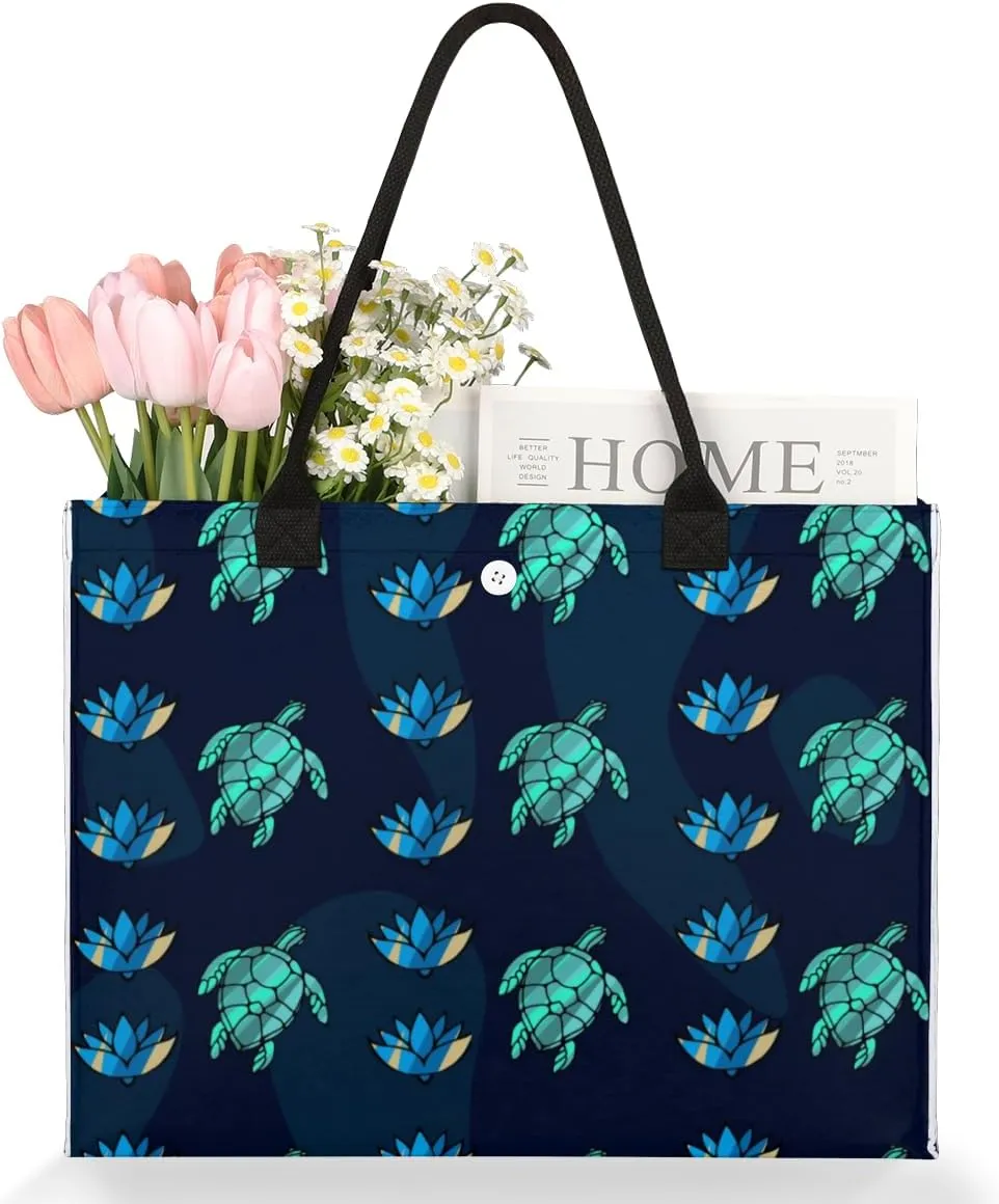 QsirBC Turtle Sea Decor Tote Bag for Women Shoulder Bags with Pockets Handbags Purses Large Totes