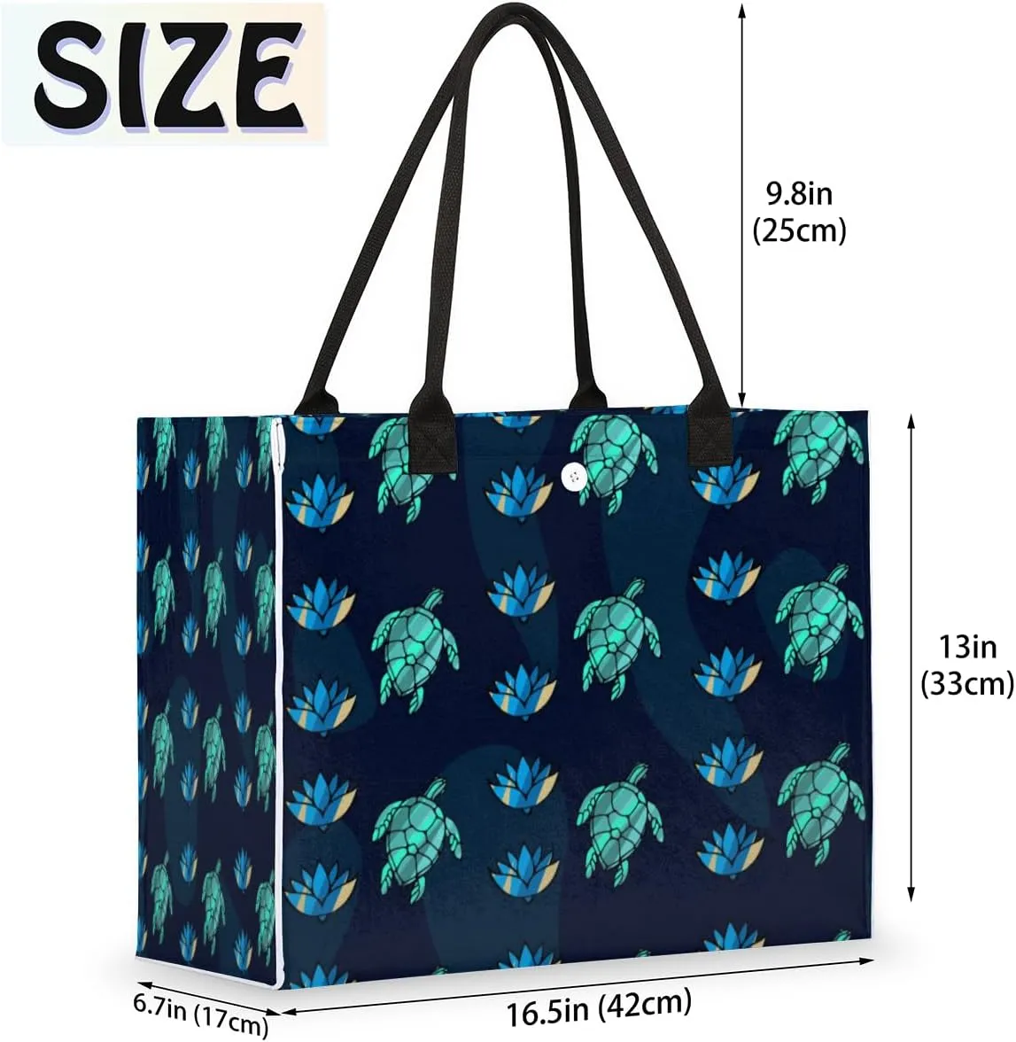 QsirBC Turtle Sea Decor Tote Bag for Women Shoulder Bags with Pockets Handbags Purses Large Totes