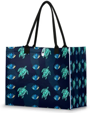 QsirBC Turtle Sea Decor Tote Bag for Women Shoulder Bags with Pockets Handbags Purses Large Totes