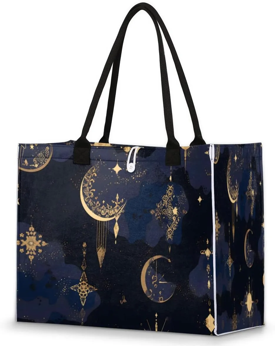 QsirBC Universe Funny Decor Tote Bag for Women Shoulder Bags with Pockets Handbags Purses Large Totes