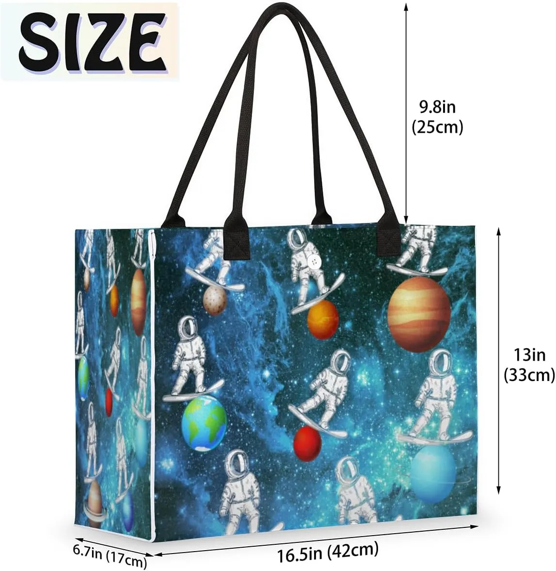 QsirBC Universe Funny Decor Tote Bag for Women Shoulder Bags with Pockets Handbags Purses Large Totes
