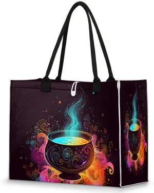 QsirBC Universe Funny Decor Tote Bag for Women Shoulder Bags with Pockets Handbags Purses Large Totes