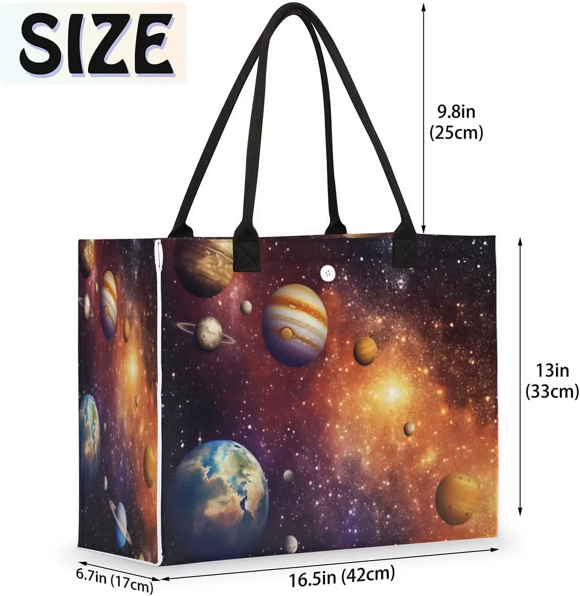 QsirBC Universe Funny Decor Tote Bag for Women Shoulder Bags with Pockets Handbags Purses Large Totes