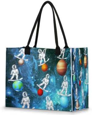 QsirBC Universe Funny Decor Tote Bag for Women Shoulder Bags with Pockets Handbags Purses Large Totes