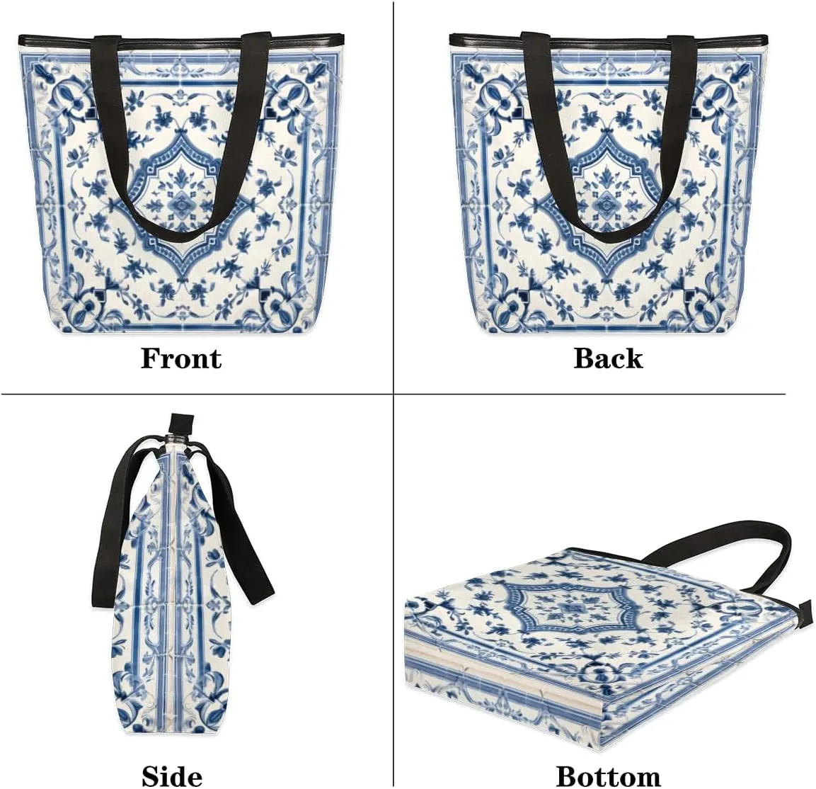 QsirBC Watermelon Fruits Texture Canvas Tote Bag for Women Reusable Shoulder Totebag Pocket Zipper Casual Handbag