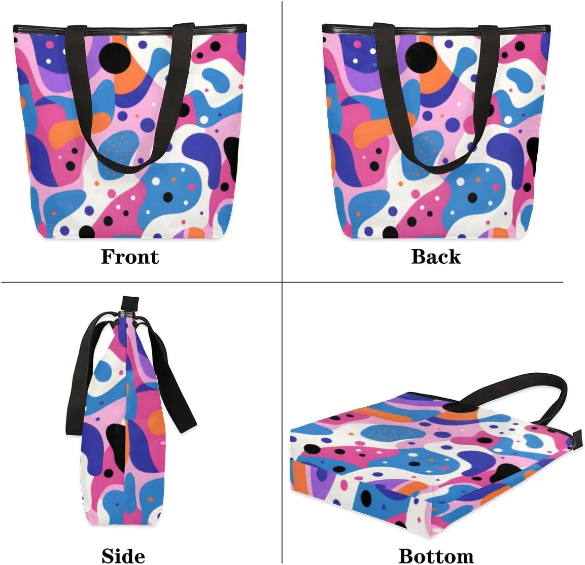 QsirBC Watermelon Fruits Texture Canvas Tote Bag for Women Reusable Shoulder Totebag Pocket Zipper Casual Handbag