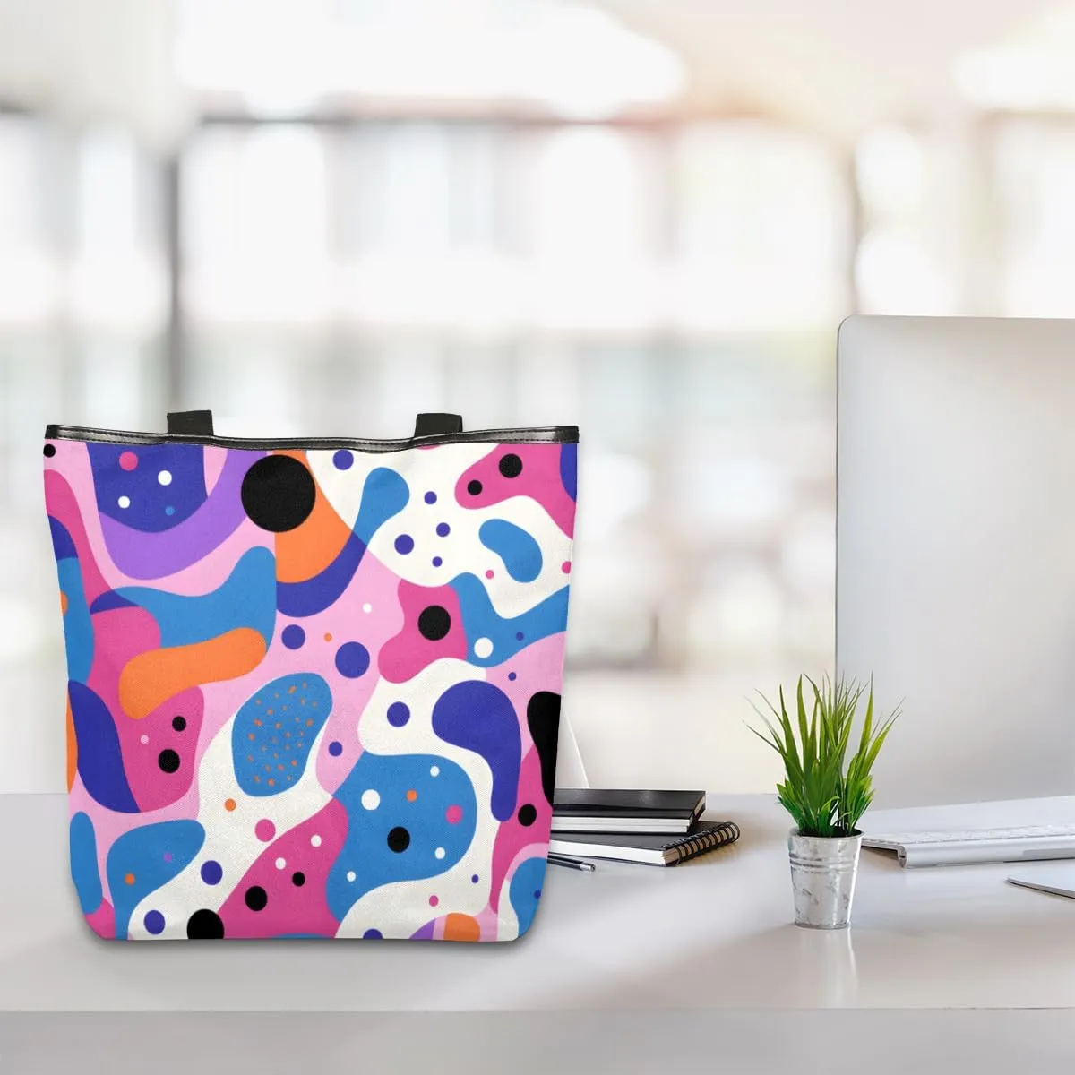 QsirBC Watermelon Fruits Texture Canvas Tote Bag for Women Reusable Shoulder Totebag Pocket Zipper Casual Handbag