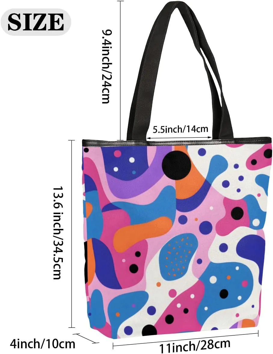 QsirBC Watermelon Fruits Texture Canvas Tote Bag for Women Reusable Shoulder Totebag Pocket Zipper Casual Handbag