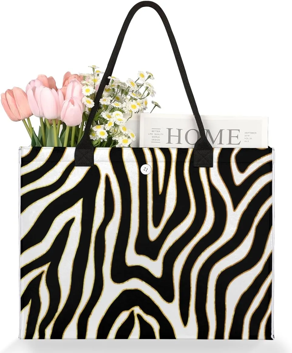QsirBC Zebra Print Animals Texture Tote Bag for Women Shoulder Bags with Pockets Handbags Purses Large Totes