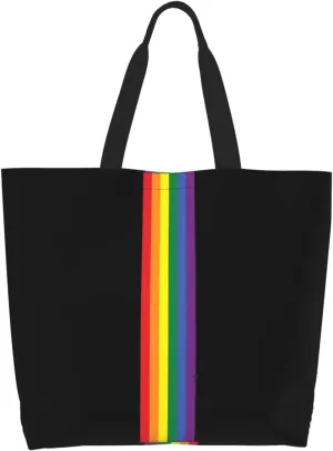 Rainbow LGBT Gay Pride Tote Bag for Women Men Large Reusable Grocery Shoulder Bags for Shopping, Gym, Beach
