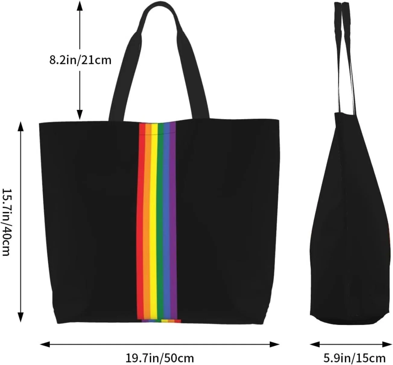Rainbow LGBT Gay Pride Tote Bag for Women Men Large Reusable Grocery Shoulder Bags for Shopping, Gym, Beach