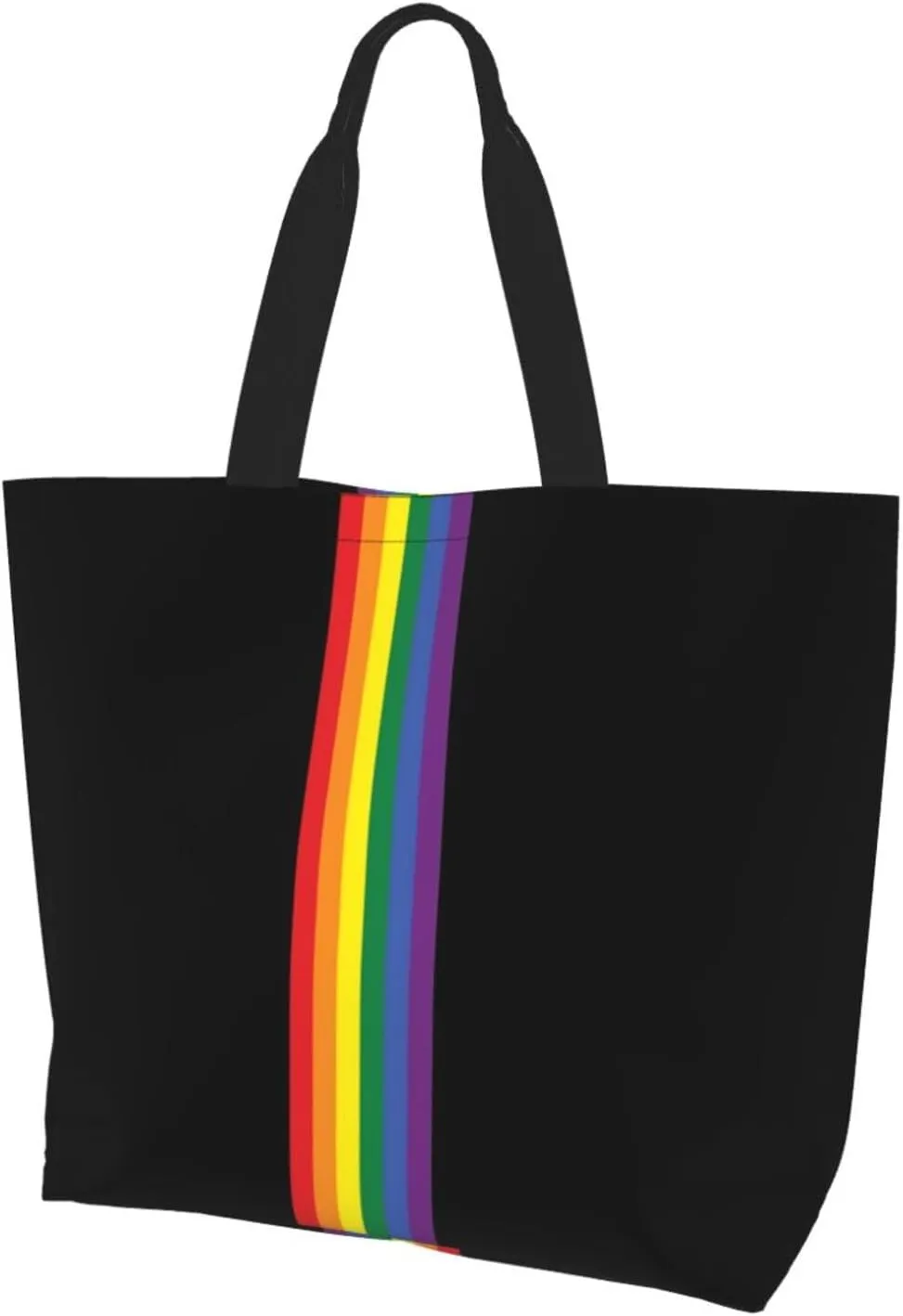 Rainbow LGBT Gay Pride Tote Bag for Women Men Large Reusable Grocery Shoulder Bags for Shopping, Gym, Beach
