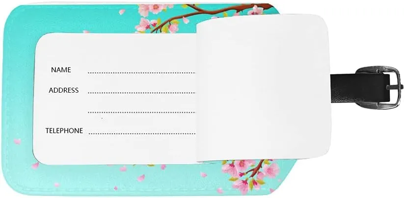 Rashu Luggage Tags Cute CoupleWhiteeye Birds Travel Bag Suitcase Tag Waterproof Privacy Cover ID Label with Adjustable Strip and Address Card