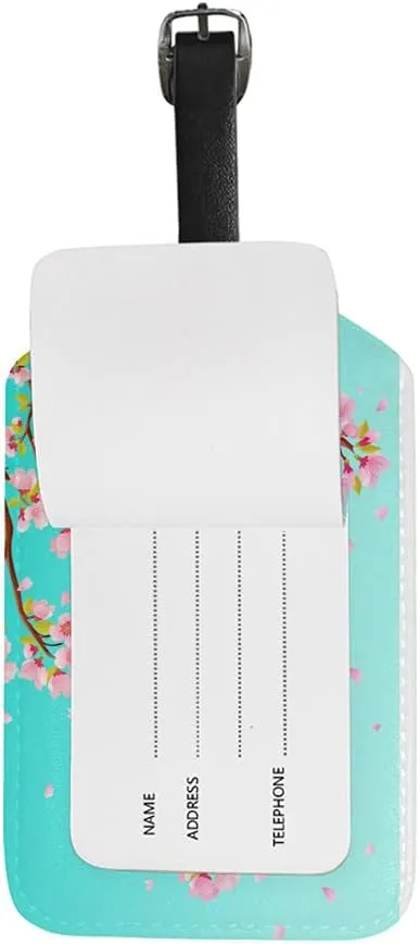 Rashu Luggage Tags Cute CoupleWhiteeye Birds Travel Bag Suitcase Tag Waterproof Privacy Cover ID Label with Adjustable Strip and Address Card