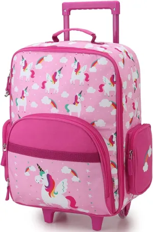 RAVUO Kids Luggage with Wheels for Boys Girls, Cute Travel Carry On Suitcase for Children Toddlers Classic Rolling Luggage with Large Front Pocket for School and Overnight