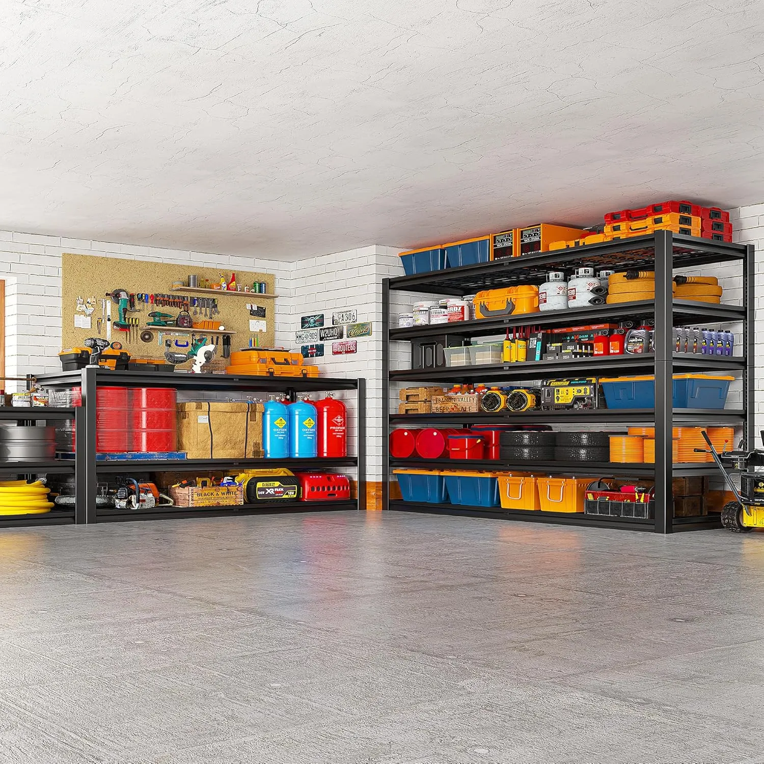 REIBII 3500LBS Garage Shelving, Adjustable Garage Shelving Heavy Duty, 6 Tier Storage Shelves, Metal Shelves for Warehouse, Basement, Industrial, 55" W x26 D x84 H, Black