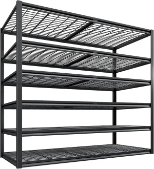REIBII 3500LBS Garage Shelving, Adjustable Garage Shelving Heavy Duty, 6 Tier Storage Shelves, Metal Shelves for Warehouse, Basement, Industrial, 55" W x26 D x84 H, Black