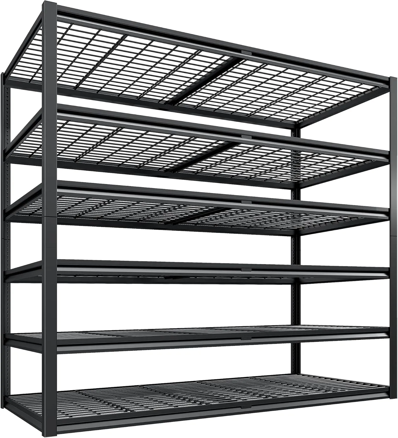 REIBII 3500LBS Garage Shelving, Adjustable Garage Shelving Heavy Duty, 6 Tier Storage Shelves, Metal Shelves for Warehouse, Basement, Industrial, 55" W x26 D x84 H, Black